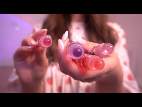 ASMR 🍇🍓 Lip Gloss Roll on (Mouth Sounds, No Talking)