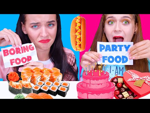 PARTY VS BORRING FOOD ASMR CHALLENGE! | EATING SOUNDS LiLiBu