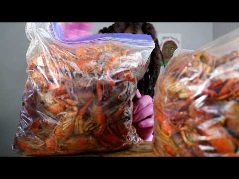 cleaning crawfish asmr sounds