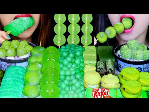 ASMR GREEN TEA BOBA, JELLY ICE BAR, CHOCOLATE MOCHI DANGO, BEAN JELLY, CHOCOLATE TRUFFLE, COOKIES 먹방