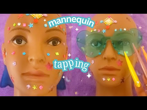 Mannequin Tapping with Long Nails ASMR , Face Brushing , Neck Scratching , Mannequin Face Tracing