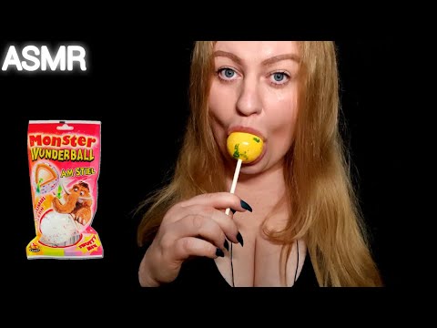 ASMR LOLLIPOP Licking Big Monster Wunderball Lollipop ( NO TALKING) MOUTH SOUNDS