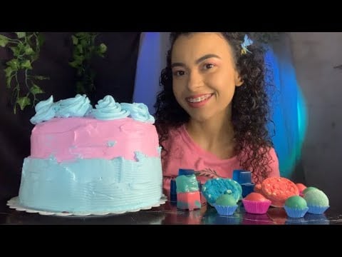 ASMR COMENDO DOCES ROSAS E AZUIS 🩷💙