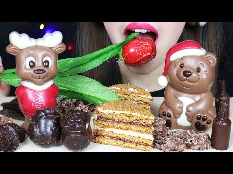 ASMR CHOCOLATE FIGURES, CAKE, CHIPS & CHOCOLATE ROSES (EATING SOUNDS) No Talking MUKBANG 먹방