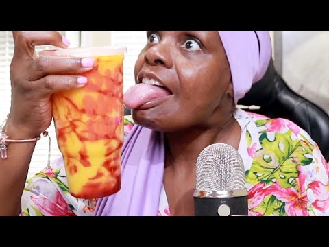 🥭 Dunkin Donuts Large Mangonada ASMR Eating Sounds