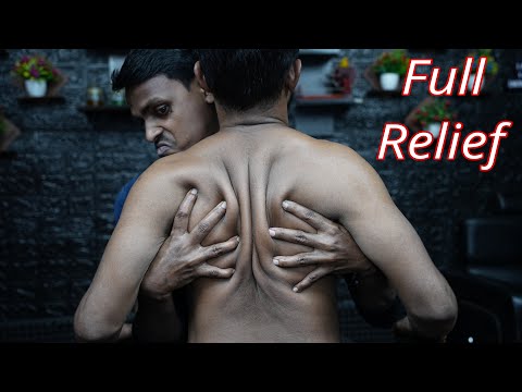 Back Pain Relief ASMR Back Massage With Strong Head Massage For Deep Sleep | Strong Wrist Barber