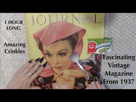 ASMR 1 HR Gum Chewing Magazine Flip Through | VINTAGE 1937 | Paper Crinkles & Tingly Whisper