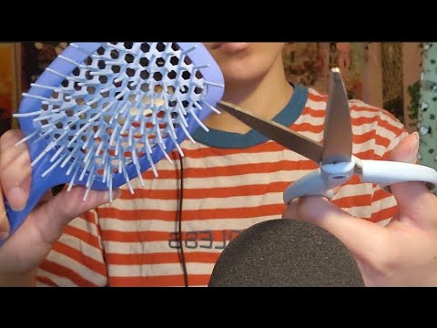 ASMR fast haircut (hand sounds, brushing, scissor sounds, water sounds etc,no talking)