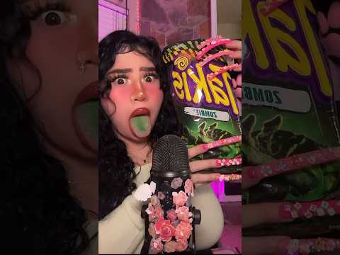 First time trying ZOMBIE Takis?!💚 #mukbang #asmr #shorts