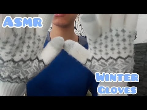 1min ASMR ◇ Touching your face with winter gloves 💫