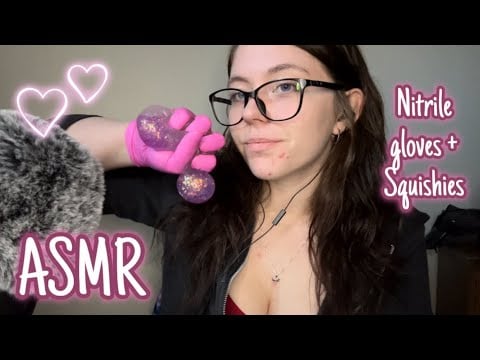 ASMR Gloved squishy sounds | Pink nitrile gloves 