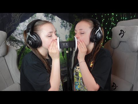 ASMR - Twin ear licking - double sided ASMR