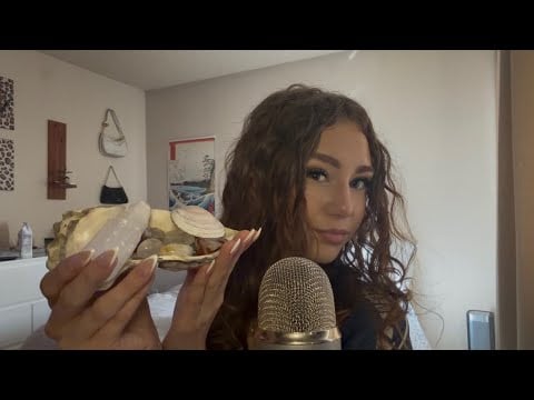 Asmr crystals and seashells collection 🐚✨| tapping, scratching, soft whispers 