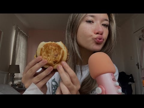 ASMR mukbang- trying a mcgriddle! (mcdonalds breakfast)