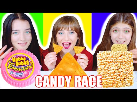 ASMR Candy Race with Tiny Hands VS Square, Triangle, Circle Mukbang