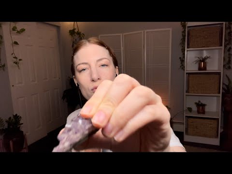 Asmr chord cutting remove neg energy w crystal purple amethyst #shorts
