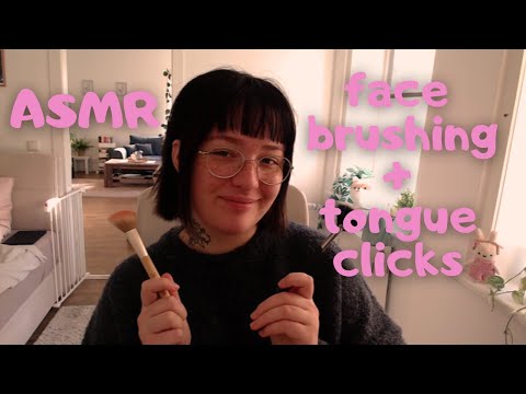 ASMR Softest Tongue Clicking & Face Brushing | No Talking