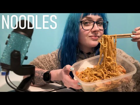 ASMR Eating Chicken & King Prawn Noodles