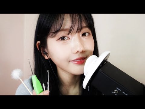 ASMR Japanese 眠くなる囁き声で雑談と優しい耳かき 양쪽귀에 간지러운 속삭임과 귀청소👂🏻Ear Attention & Cleaning for Sleep