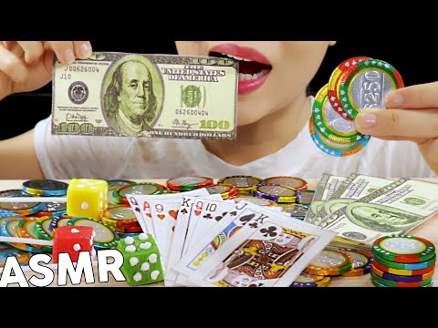 CASINO ASMR Edible Money, Cards, Poker Chips, Dice 먹는 돈,카드,포커칩,주사위 카지노 먹방 Eating Sounds Mukbang