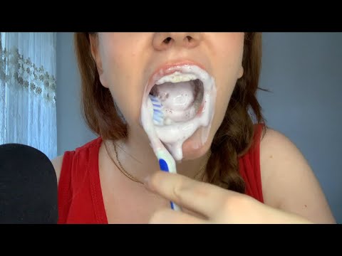 ASMR | 🥥Satisfying Teeth Brushing🦷 🪥 and Mouth Wash 💛💚