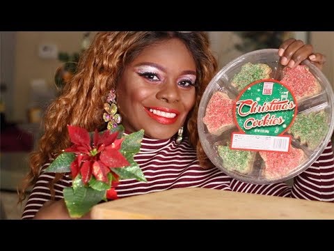 ASMR Christmas Cookies Eating Sounds Trying Cashew Milk