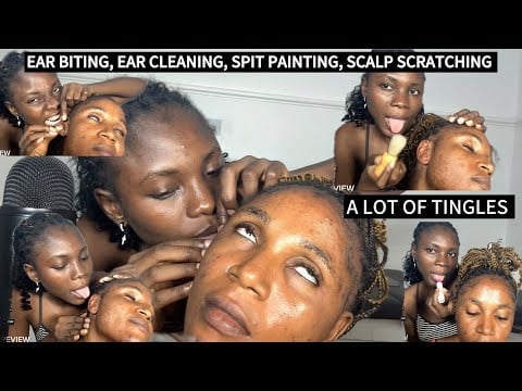 ASMR EAR CLEANING AND NITPICKING, SPIT PAINTING, EAR LICKING, EAR EATING, EAR BITTING, SCALP SCRATCH