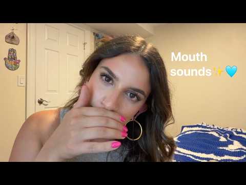 ASMR - Mouth sounds (hand movements, rambling, glass tapping)