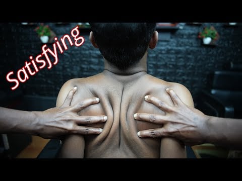 Indian ASMR Head & Back Massage By Strong Wrist Barber | Indian barber Doing Satisfying Head Massage