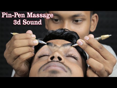 ASMR PIN PEN Head Massage With Neck Cracking And Hair Cracking By Indian Barber | 3d ASMR Sound