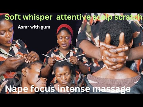 ASMR ✨Nape focus attentive massage, hand picking crust, scalp scratching with soft whisper