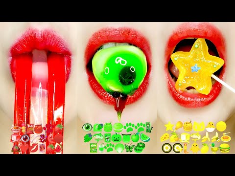 ASMR MUKBANG Emoji Color Food Challenge 이모지 입술 먹방 10 minute Eating Sounds for Relaxing and Sleep