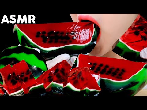 ASMR Watermelon Jelly Eating Sounds | 수박젤리 먹방 | MINEE EATS