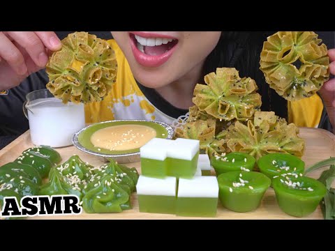 ASMR THAI GREEN PANDAN DESSERT (EATING SOUNDS) NO TALKING | SAS-ASMR