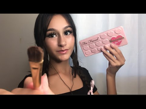 ASMR| Girl in class gives you a coquette makeover! *lots of tapping sounds* 🎀