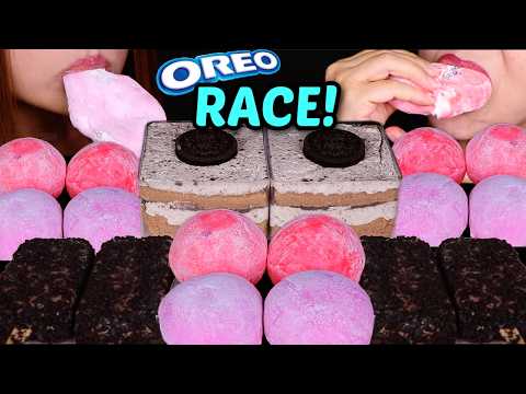 ASMR OREO DESSERT RACE! OREO SCOOP CAKE, BIG CREAM MOCHI, CHOCOLATE CRUNCH ICE CREAM 먹방
