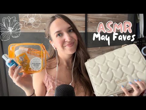 ASMR May Favorites 🌸 | makeup, purse, body care & more (Tapping, Scratching, Whisper Ramble)