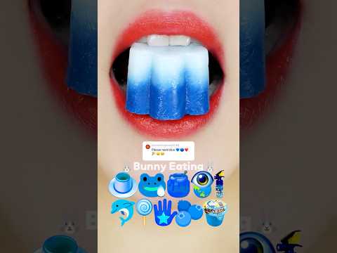 next emoji? 🩵blue💙 food eating asmr mukbang (sped up)