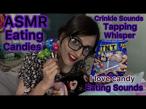 ASMR Eating Candies Lollipop Eating Lollipops Eating Sounds Whisper Crinkle Sounds Tapping 🍭🍬🍭🍭