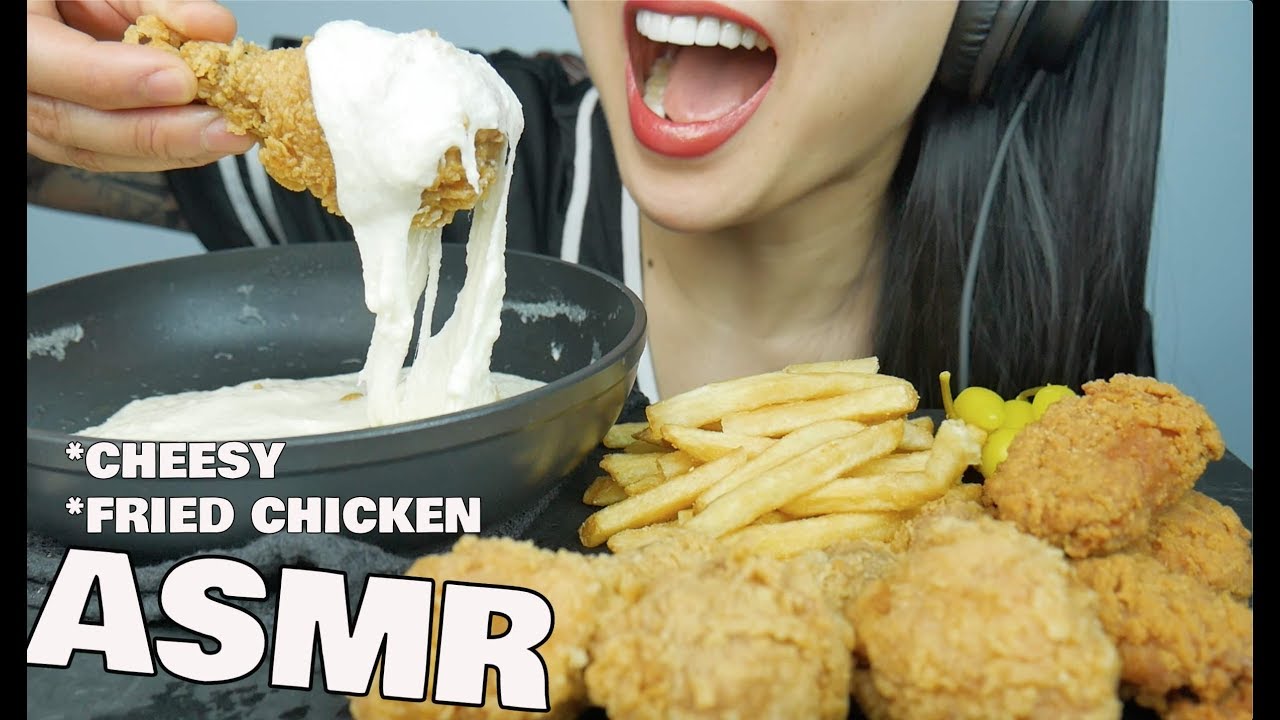 Asmr Kfc Fried Chicken Mozzarella Cheese Sauce Crunchy Eating Sounds