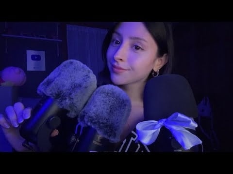 ASMR ♡ ONE MIC OR DUAL MICS? (water, brushing, tktktk, fluffy mics) 🎙️