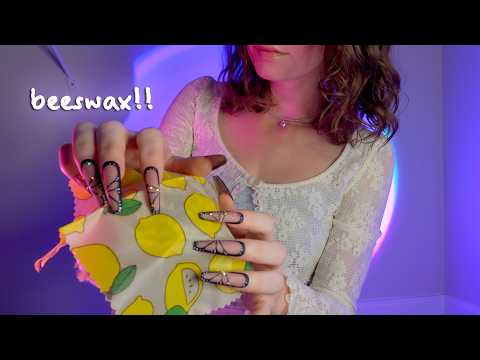 ASMR sticky beeswax wraps for guaranteed tingles (tapping, crinkling, gripping)