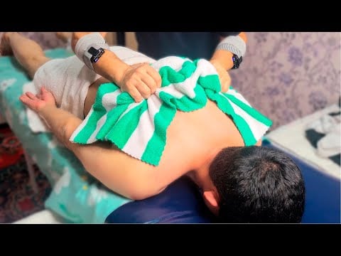 Skin Pulling by Towel ASMR Strong Back Massage Experience