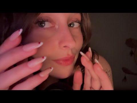 ASMR intense clicky whispers, trigger words, finger flutters, nail tapping and mouth sounds