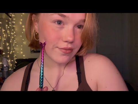 ASMR tracing my face + collarbones | hair brushing and tingly whispers 
