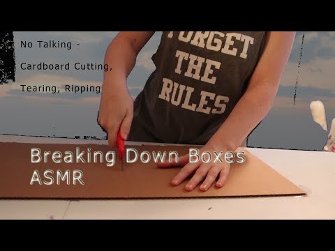 Breaking Down Boxes - ASMR - No Talking - Cardboard Cutting, Tearing, Ripping