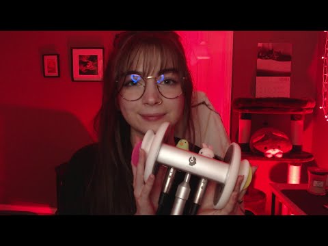 ASMR unintelligible whispers & ear scrubbing