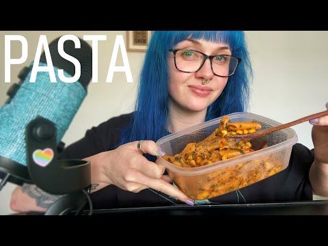 ASMR Eating Tomato Mascarpone Pasta With Chicken Sausages