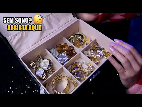 ASMR ✨ MOSTRANDO e ORGANIZANDO meus acessórios no PORTA JOIAS até VOCÊ DORMIR..