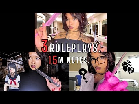 3 Roleplays In 15 Minutes ASMR || haircut, lobotomy, yandere...